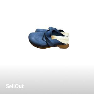 Vollsjo Women's Blue Nubuck Leather Clogs Size 10,5 Casual Slip-On Shoes